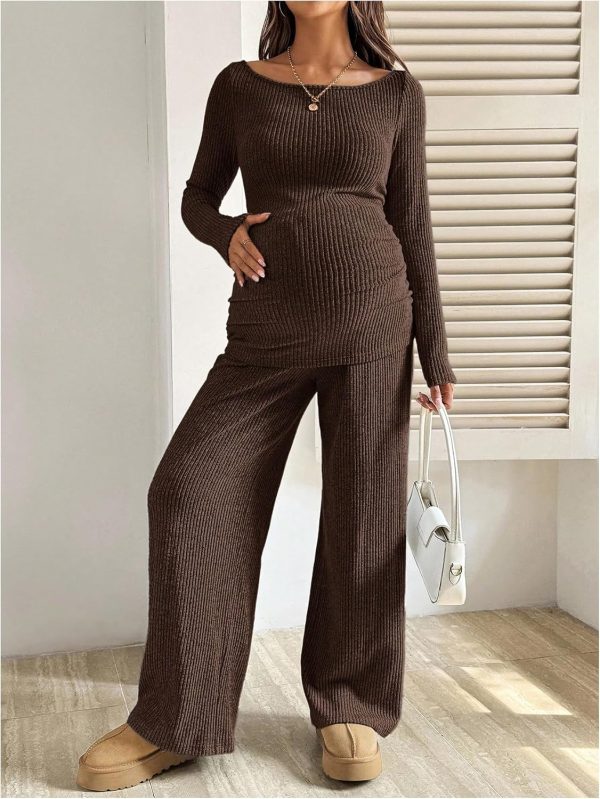 MakeMeChic Women's Maternity Shoulder Top Waist-5