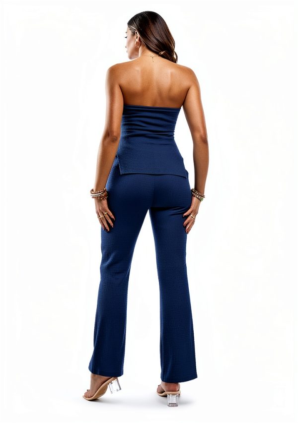 Milumia Women's Maternity Bandeau Top & Flared Leggings Set – Blue XL-2