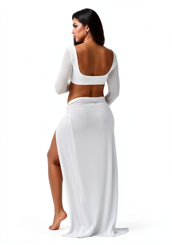 JustVH Womens Maternity V Neck Crop Top & Maxi Skirt Set-1