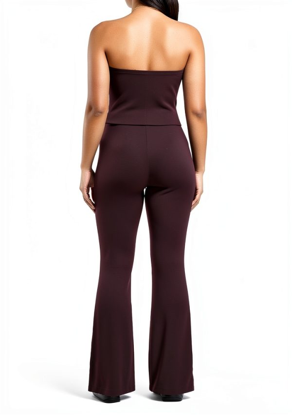 MakeMeChic Women's Maternity Set with Ruched Top and Flared Pants-1