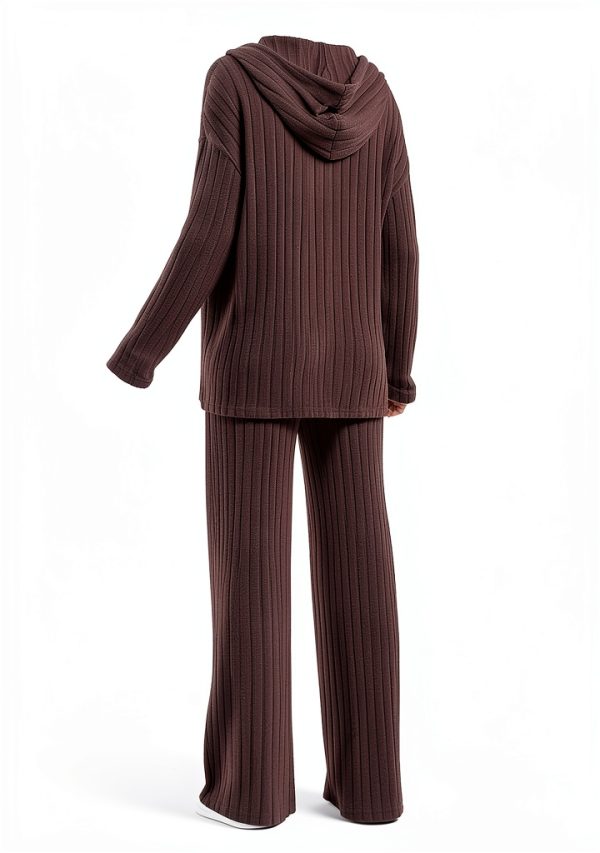 MakeMeChic Women's Maternity 2 Piece Outfits Lounge Set Ribbed Knit Long Sleeve Hoodie and Pants Pregnancy Set-1